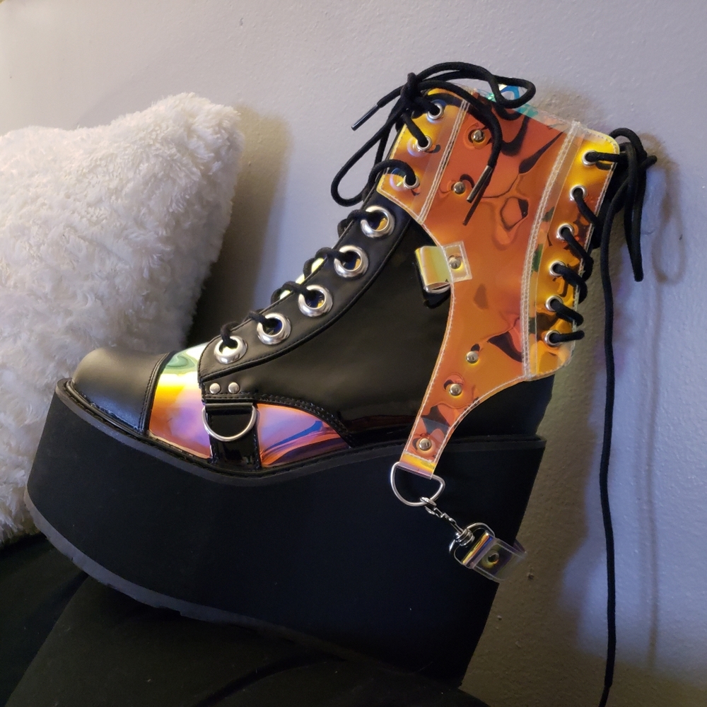 Demonia Swing-115 Black Hole Platform Boots